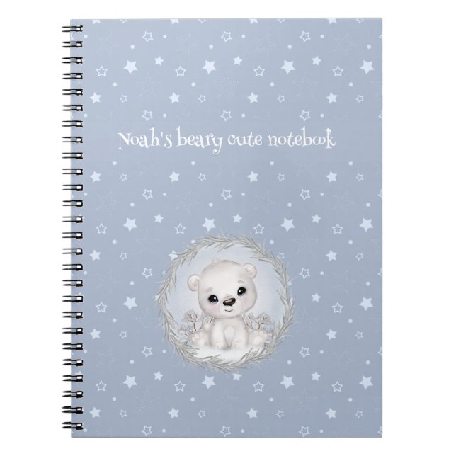 Cute Polar Bear Personalised Winter themed Noteboo Notebook (Front)