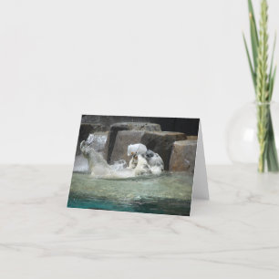 Cute Polar Bear Playing in the Water Thank You Card