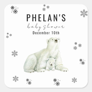 Cute Polar Bear Return Address Classic Square Sticker
