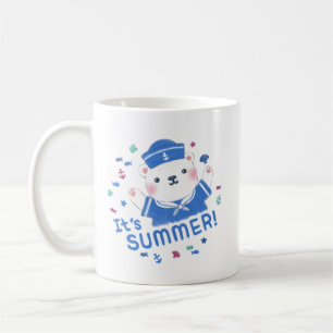 Cute Polar Bear Sailor in Summer Illustration Coffee Mug