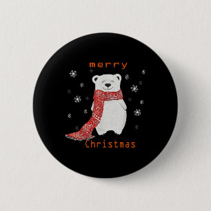 Cute Polar Bear Scarf Merry Christmas Xmas Holiday 6 Cm Round Badge