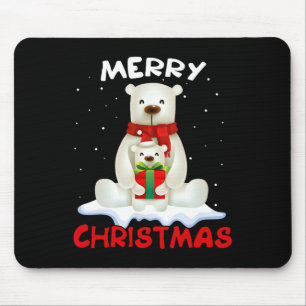 Cute Polar Bear Scarf Merry Christmas Xmas Holiday Mouse Mat