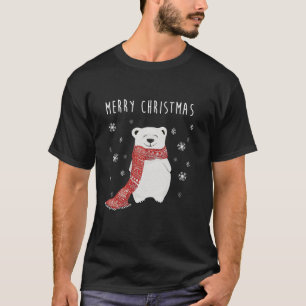 Cute Polar Bear Scarf Merry Christmas Xmas Holiday T-Shirt