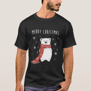 Cute Polar Bear Scarf Merry Christmas Xmas Holiday T-Shirt