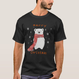 Cute Polar Bear Scarf Merry Christmas Xmas Holiday T-Shirt
