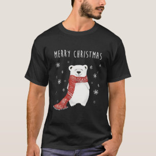 Cute Polar Bear Scarf Merry Xmas Holidays Gift Tee