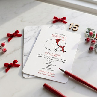 Cute Polar Bear Snowflake Winter Invitation