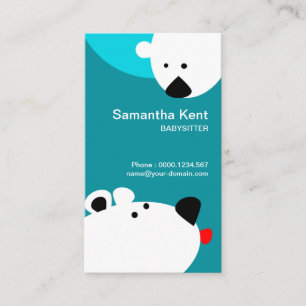 Cute Polar Bear Sticking Out Tongue Babysitting Business Card