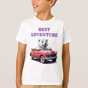 Cute Polar Bear Vintage Car Ride T-Shirt