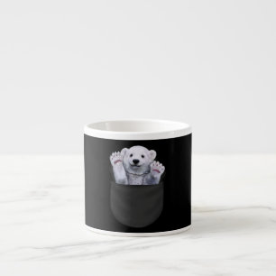 Cute Polar Bear Waving From Pocket Bear Lover Espresso Cup