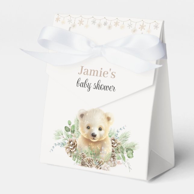 Cute Polar Bear Winter Baby Shower Favour Box (Front Side)