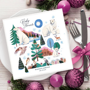 Cute Polar Bear Winter Baby Shower Napkin