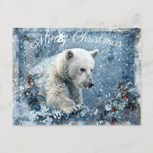 Cute Polar Bear Winter Christmas Holiday Postcard