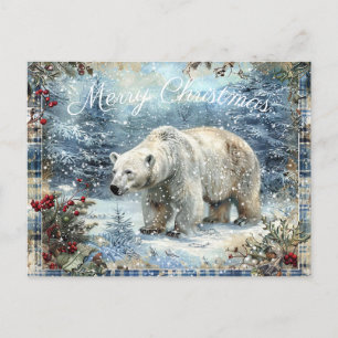 Cute Polar Bear Winter Christmas Holiday Postcard