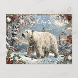 Cute Polar Bear Winter Christmas Holiday Postcard