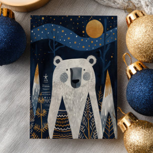Cute Polar Bear Winter Scenery Nordic Christmas  Postcard