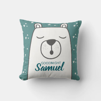 Cute Polar Bear with Personalised Name Nursery Cushion
