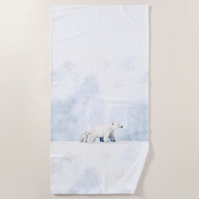 Cute polar bears  beach towel (Front)