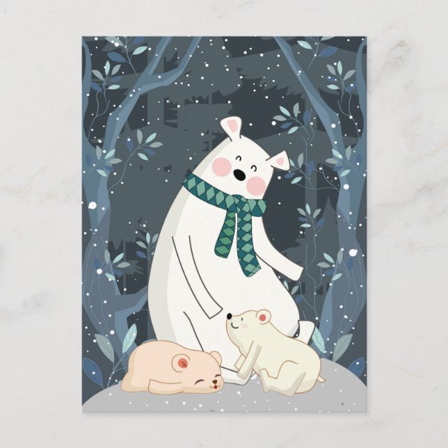 Cute Polar Bears Calendar Postcard (Front)