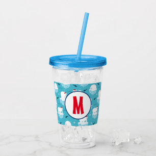 Cute Polar bears in Santa Hats Christmas Pattern Acrylic Tumbler