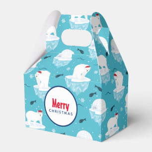 Cute Polar bears in Santa Hats Christmas Pattern Favour Box