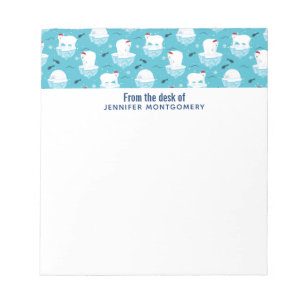 Cute Polar bears in Santa Hats Christmas Pattern Notepad