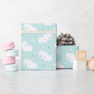 Cute Polar Bears on light blue Wrapping Paper