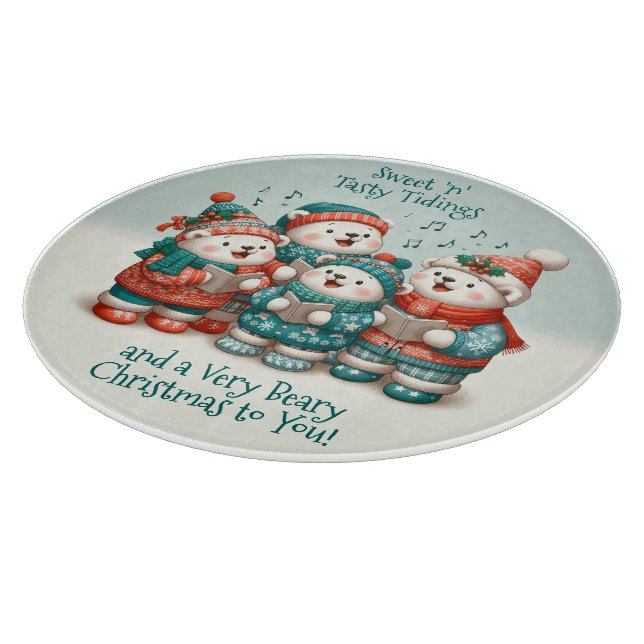 Cute Polar Bears Sing Have a Very Beary Christmas! Cutting Board (Corner)
