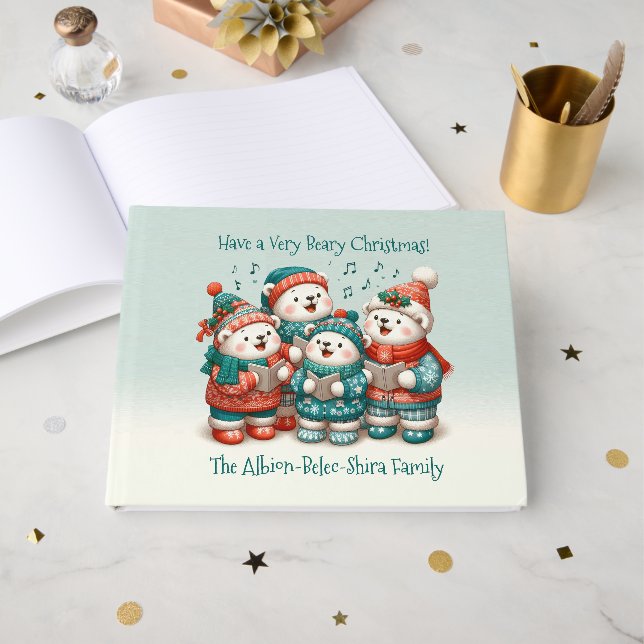 Cute Polar Bears Sing Have a Very Beary Christmas! Guest Book (Front Open)