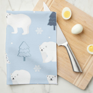 Cute Polar Bears Tea Towel