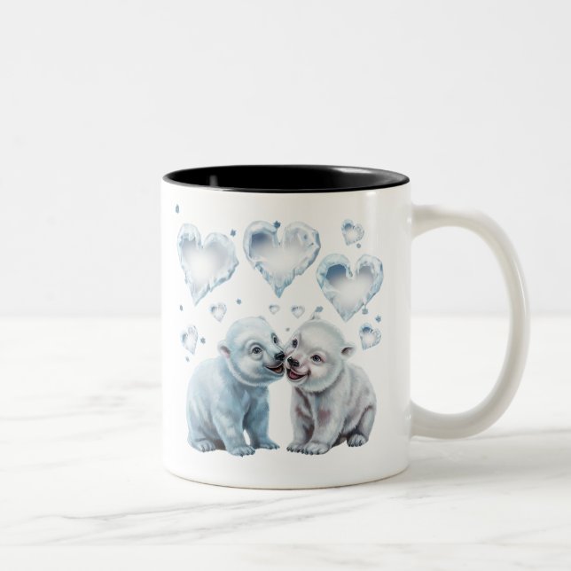 Cute Polar Bears Two-Tone Coffee Mug (Right)