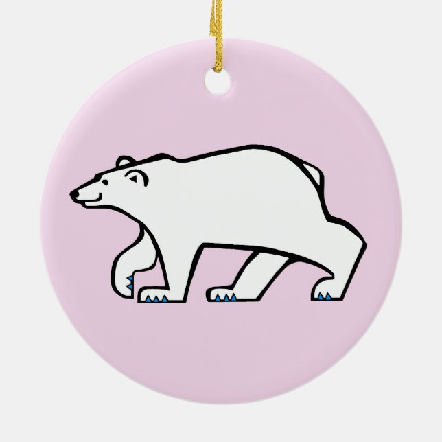 Cute  POLAR BEARS -Wildlife -  Arctic pink Ceramic Tree Decoration (Back)