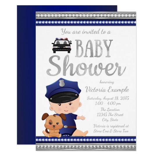 Cute Police Baby Shower Invitation
