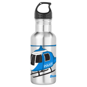Cute police department helicopter chopper cartoon  532 ml water bottle