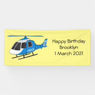 Cute police department helicopter chopper cartoon banner