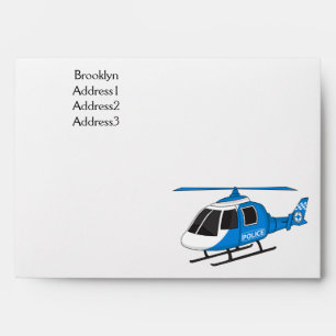 Cute police department helicopter chopper cartoon envelope