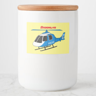 Cute police department helicopter chopper cartoon food label