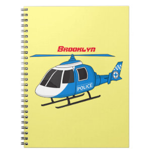 Cute police department helicopter chopper cartoon notebook