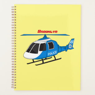 Cute police department helicopter chopper cartoon planner
