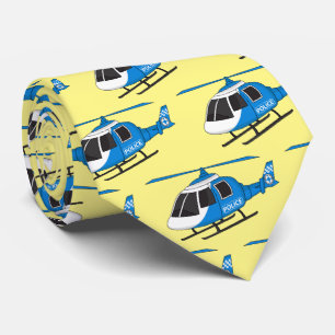 Cute police department helicopter chopper cartoon tie