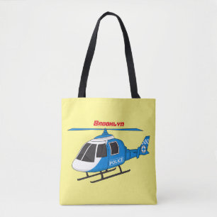 Cute police department helicopter chopper cartoon tote bag