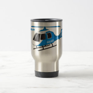 Cute police department helicopter chopper cartoon travel mug