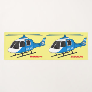 Cute police department helicopter chopper cartoon yoga mat