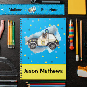 Cute Police Dog in Car Notebook