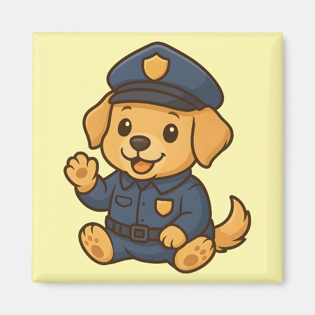 Cute Police Golden Retriever Magnet Adorable Dog (Front)