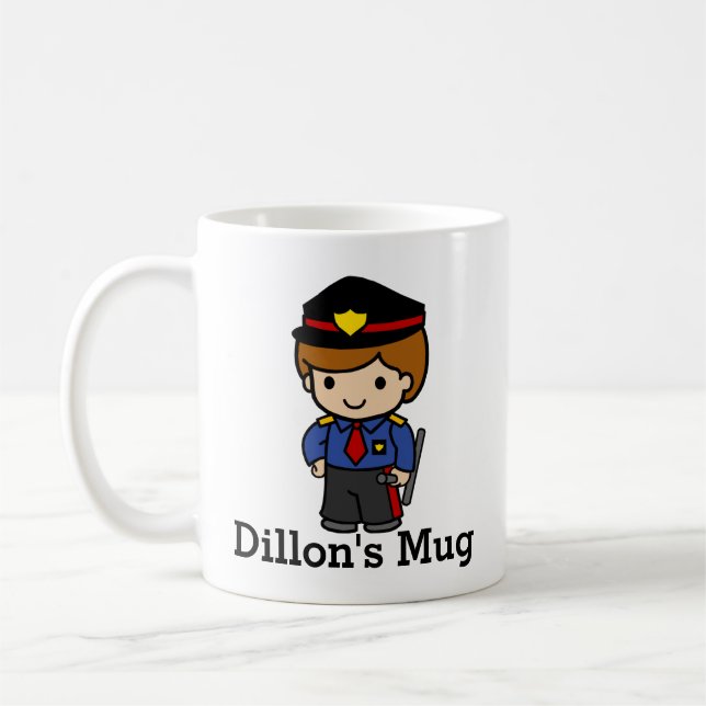 Cute Police man with baton Coffee Mug (Left)