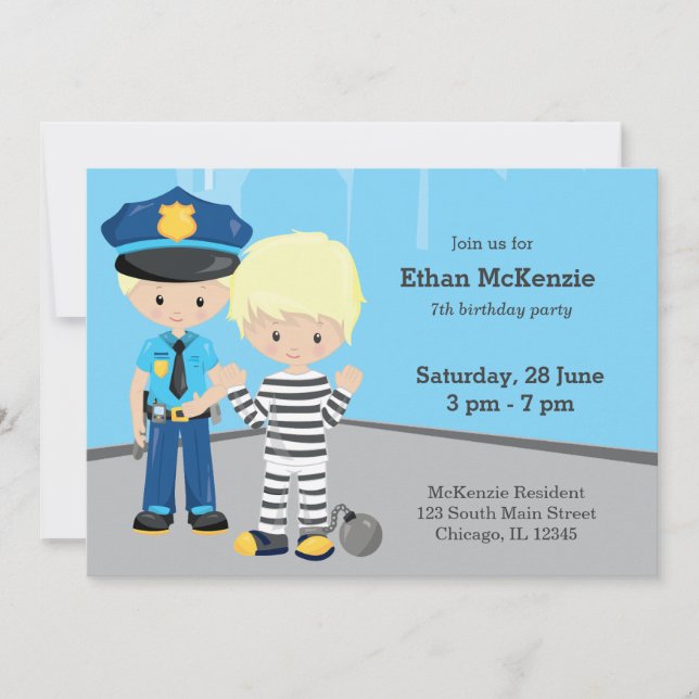 Cute Police Officer Invitation (Front)
