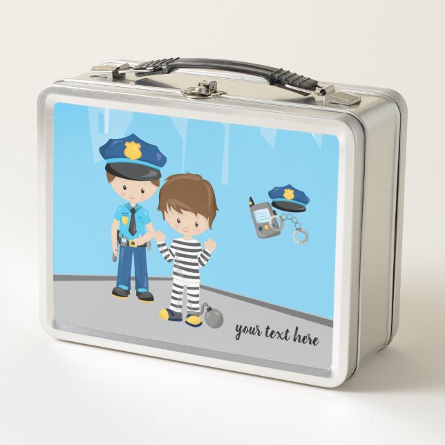 Cute Police Officer Metal Lunch Box (Front)