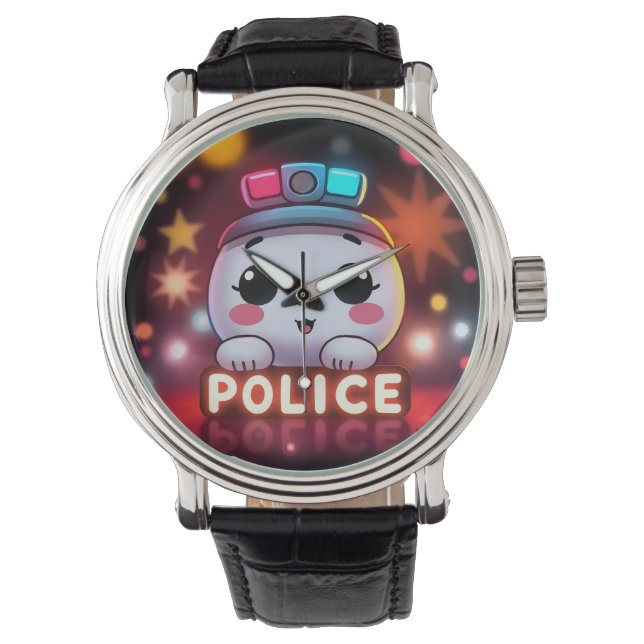 Cute Police Squad – Adorable Patrol Design Watch (Front)