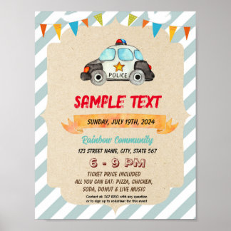 Cute Police theme flyer Poster